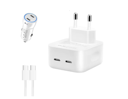 Imagine Kit Incarcator Dual USB-C 40W Fast Charger, Cablu date USB-C-C 67W, 2M, incarcator auto Dual USB-C-C 60W, Compatibil cu iPhone16, 16 pro max, QUANDES®