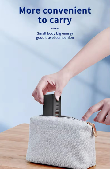 Poza cu Statie de Incarcare Rapida 320W GaN III 8-in-1 QUANDES®, 4 USB-C & 4 USB-A, PD 100W, Compatibila cu Laptop, MacBook, iPhone 16/15/14/13/12 Galaxy S24/S23 si Multe Alte Dispozitive Android, Portabila