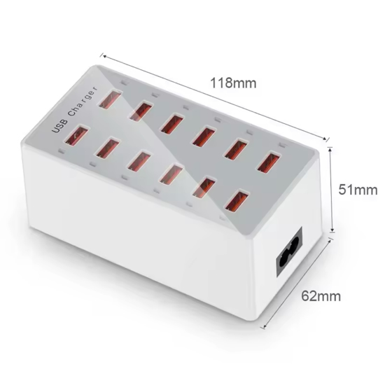 Poza cu Statie de incarcare fast 60W, smart, ventilator cu 12 porturi USB 5V 20A, QUANDES®