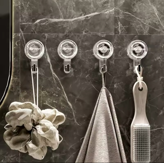 Poza cu Set 4buc, Carlig cu ventuza cu vid puternic, fara urme, autoadeziv, fara perforare, 98 X 58 X41mm, Quandes, alb