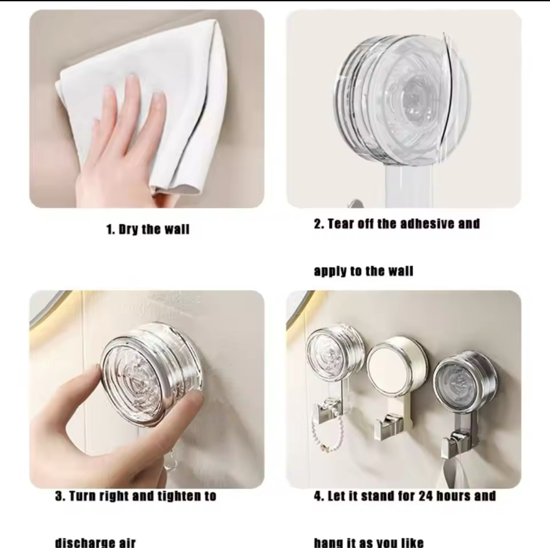 Poza cu Set 4buc, Carlig cu ventuza cu vid puternic, fara urme, autoadeziv, fara perforare, 98 X 58 X41mm, Quandes, negru