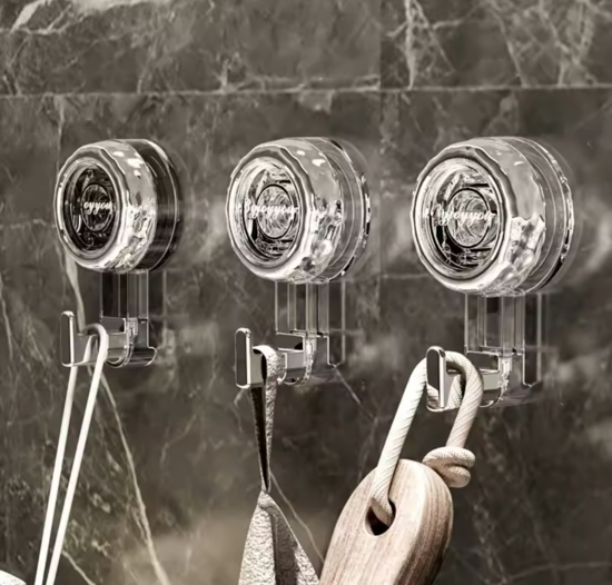 Poza cu Set 4buc, Carlig cu ventuza cu vid puternic, fara urme, autoadeziv, fara perforare, 98 X 58 X41mm, Quandes, negru