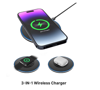 Imagine Kit 3 in 1 wireless charger slim pad 15w fast charger, incarcator 25w Pd pentru iPhone 16, 15, 15 Pro Max Apple Watch Airpods, negru