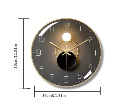 Poza cu Ceas de perete, Mecanism silentios, 30 cm, Negru/gold