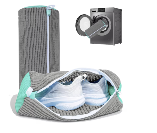 Poza cu Kit 2 Saci pentru Spalarea Incaltamintei, Inchidere Sigura, Reutilizabili, 4 Huse pentru protectie incaltaminte, QUANDES®, gri