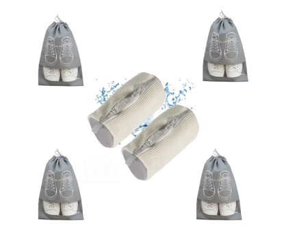 Imagine Kit 2 Saci pentru Spalarea Incaltamintei, Inchidere Sigura, Reutilizabili, 4 Huse pentru protectie incaltaminte, QUANDES®, Crem