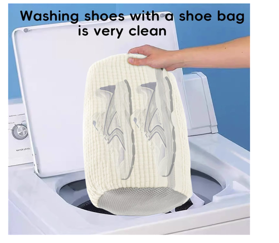 Poza cu Kit 2 Saci pentru Spalarea Incaltamintei, Inchidere Sigura, Reutilizabili, 4 Huse pentru protectie incaltaminte, QUANDES®, Crem