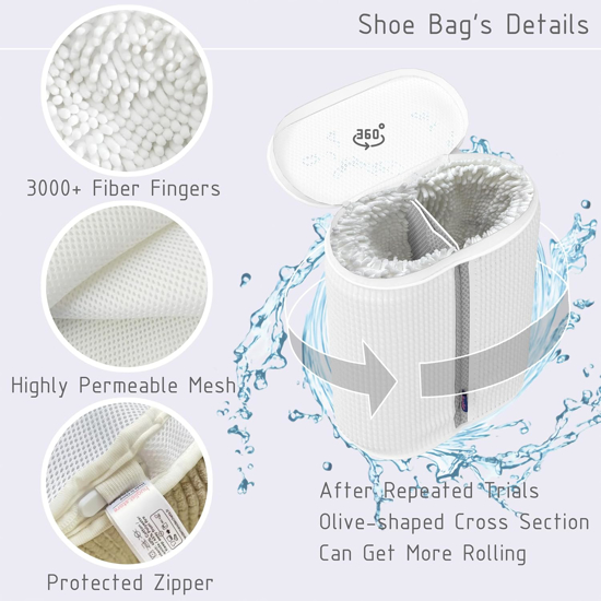 Poza cu Kit 2 Saci pentru Spalarea Incaltamintei, Compartiment dublu, Reutilizabili, QUANDES®, 4 Set sanuri pantofi cu arc flexibil, Marimea 35 - 39, 40-47, Alb, 4 Huse protectie incaltaminte