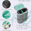 Imagine Kit 1 Sac pentru Spalarea Incaltamintei, Compartiment dublu, Reutilizabili, QUANDES®, 2 Set sanuri pantofi cu arc flexibil, Marimea 35 - 39, 40-47, Gri, 2 Huse protectie incaltaminte