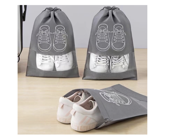 Poza cu Kit 1 Sac pentru Spalarea Incaltamintei, Compartiment dublu, Reutilizabili, QUANDES®, 2 Set sanuri pantofi cu arc flexibil, Marimea 35 - 39, 40-47, Gri, 2 Huse protectie incaltaminte