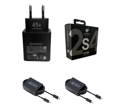 Imagine Kit Incarcator priza 45w T4510 GaN, Super Fast Charging, compatibil pentru Samsung S25 / s24 / s23 / ultra, 2 cablu date 5A C-C, 1, 8 m