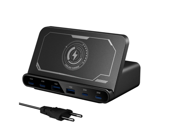 Poza cu Statie de incarcare USB de 160 W, incarcator wireless 7 in 1, 65 W, 45 W, PPS PD tip C, incarcare rapida universala, pentru Macbook, iPad, iPhone, Samsung, Huawei