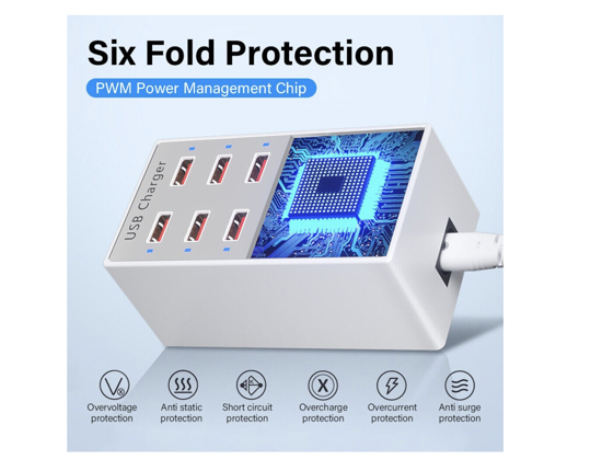 Poza cu Statie de incarcare fast 60W, smart, ventilator cu 12 porturi USB 5V 20A, QUANDES®