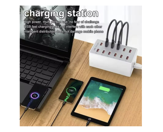 Poza cu Statie de incarcare fast 60W, smart, ventilator cu 12 porturi USB 5V 20A, QUANDES®