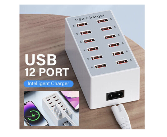 Poza cu Statie de incarcare fast 60W, smart, ventilator cu 12 porturi USB 5V 20A, QUANDES®