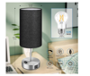 Imagine Lampa cu abajur din tesatura, pentru birou, dormitor, metal, QUANDES®, 2 porturi USB-A/C 1 X Prize de incarcare AC, negru