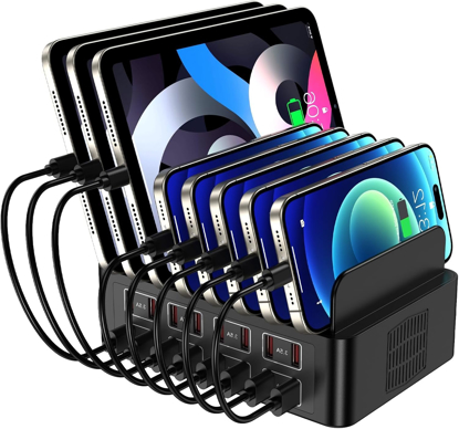 Imagine Statie de incarcare rapida 150W/35A, QUANDES, organizator de incarcatoare multiple cu 16 porturi USB, 8 USB-C / 8USB-A, compatibil cu telefon mobil, iPad, tableta Android, fara cablu