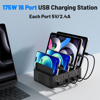 Imagine Statie de incarcare rapida 150W/35A, QUANDES, organizator de incarcatoare multiple cu 16 porturi USB, 8 USB-C / 8USB-A, compatibil cu telefon mobil, iPad, tableta Android, fara cablu