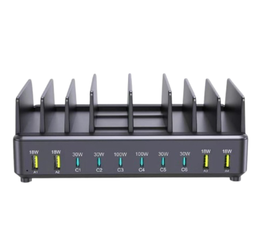 Poza cu Statie de Incarcare rapid multi-USB de 240W, GaN PD cu 10 porturi, 2 porturi 100W, 4 porturi 30W, 4 porturi USB-A de 18W, pentru MacBook, iPhone 16, 15, iPad, Samsung, tableta, laptop
