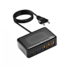 Imagine Statie de incarcare rapida cu 6 porturi GaN de 100W, Incarcator USB C, pentru dispozitive multiple, adaptor de alimentare cu priza pentru toate iPhone 16 15, 14, 13, iPad Samsung, Android, Negru
