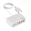 Imagine Statie de incarcare rapida cu 6 porturi GaN de 100W, Incarcator USB C, pentru dispozitive multiple, adaptor de alimentare cu priza pentru toate iPhone 16 15, 14, 13, iPad Samsung, Android, Alb