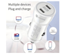 Imagine Kit incarcator auto Dual fast charger USB-C-C 60W, Cablu date USB-C-C 60W, USB-C-ligth 37W, 1M, Compatibil cu iPhone 17, 16, 15, 14, 13, 12 pro max, QUANDES®