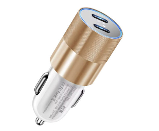 Poza cu Kit incarcator auto Dual USB-C-C 40W Fast Charger, 2 Cablu date USB-C-C 60W, 1M, Compatibil cu iPhone 16, 15 pro max, QUANDES®