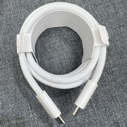 Poza cu Cablu Date Incarcare Tesut 2M compatibil pentru iPhone 17/ 16/ 15Air/ 15 Promax / iPad pro2020 USB-C-C 240W, Alb