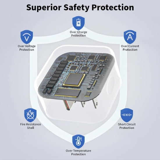 Poza cu Set Incarcator retea 40W dinamic cu putere maxima de 60 W cu Cablu USB -C/C-1m, QUANDES® compatibil cu iPhone 17pro/ 16/17 promax