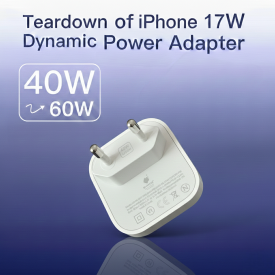 Poza cu Adaptor de alimentare dinamic de 40W cu putere maxima de 60W, QUANDES® compatibil cu iPhone 17 Pro Max/17 Pro/17/16/16 /15 Pro Max/ Pad Pro/Air