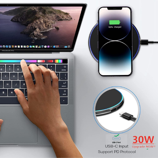 Poza cu Set 4in1 Incarcator Wireless super Fast Charging 30W, Pad QI, 25W adaptor PD usb-c, Wireless receptor Typ-C 10w Fast, Universal, compatibil pentru Samsung, Huawei, oppo, Xiaomi, QUANDES®